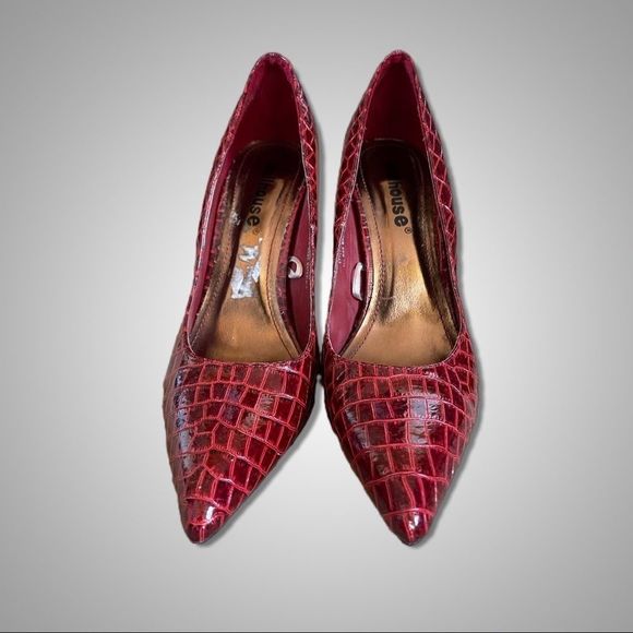 Red snake pointed toe shoes - Picture 1 of 3